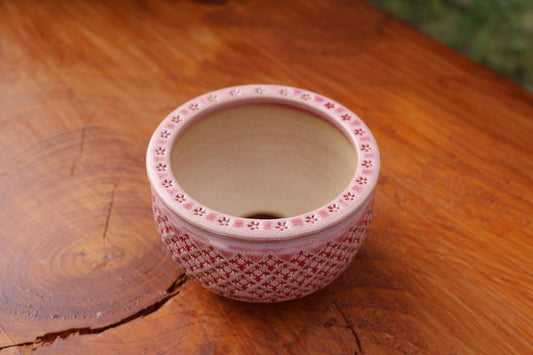 Red Rhombus Flora Pattern Planter