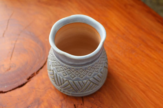 Gray Geometric Motif Planter