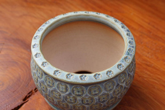 Rustic Blue Clover Pattern Planter