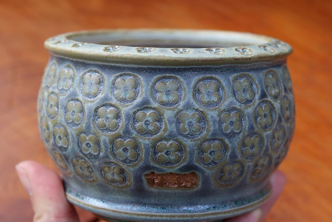 Rustic Blue Clover Pattern Planter