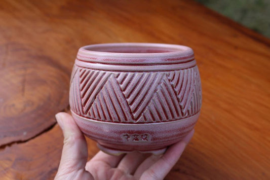 Red Geometric Trilateral Planter