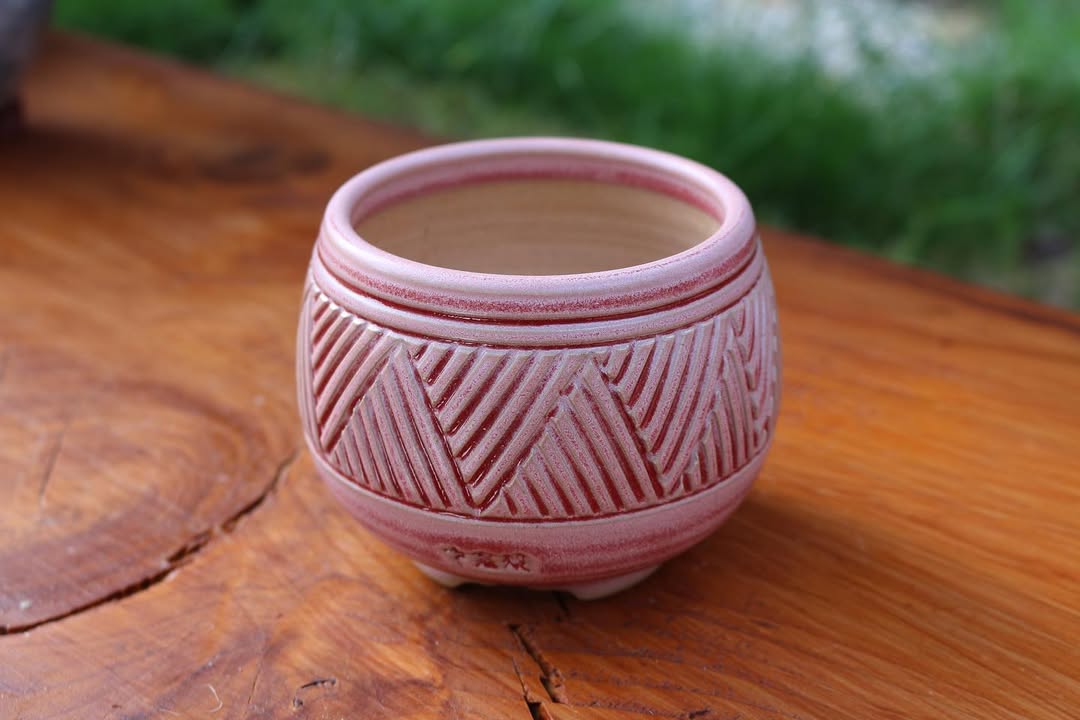 Red Geometric Trilateral Planter