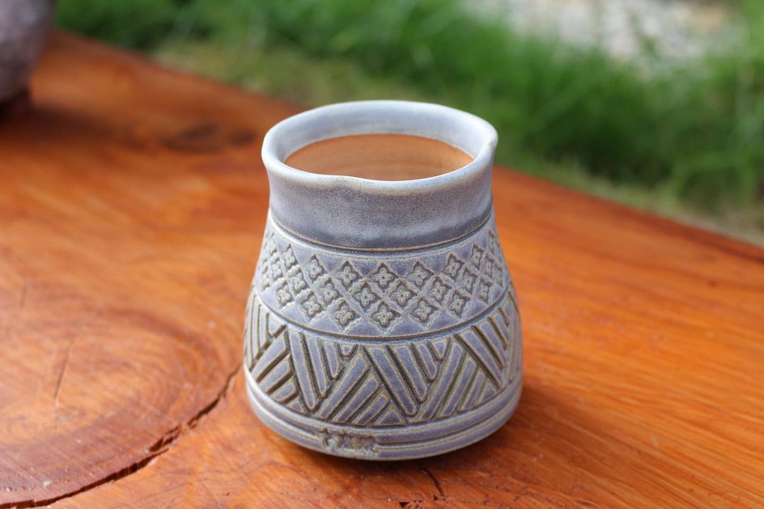 Gray Geometric Motif Planter