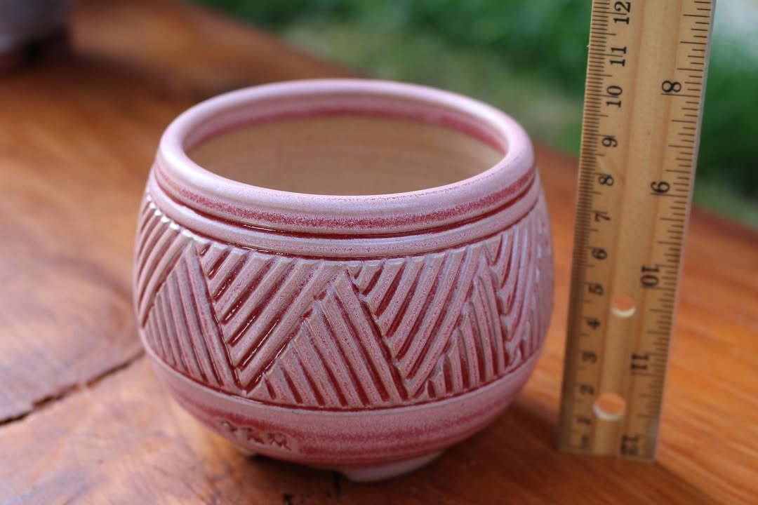Red Geometric Trilateral Planter