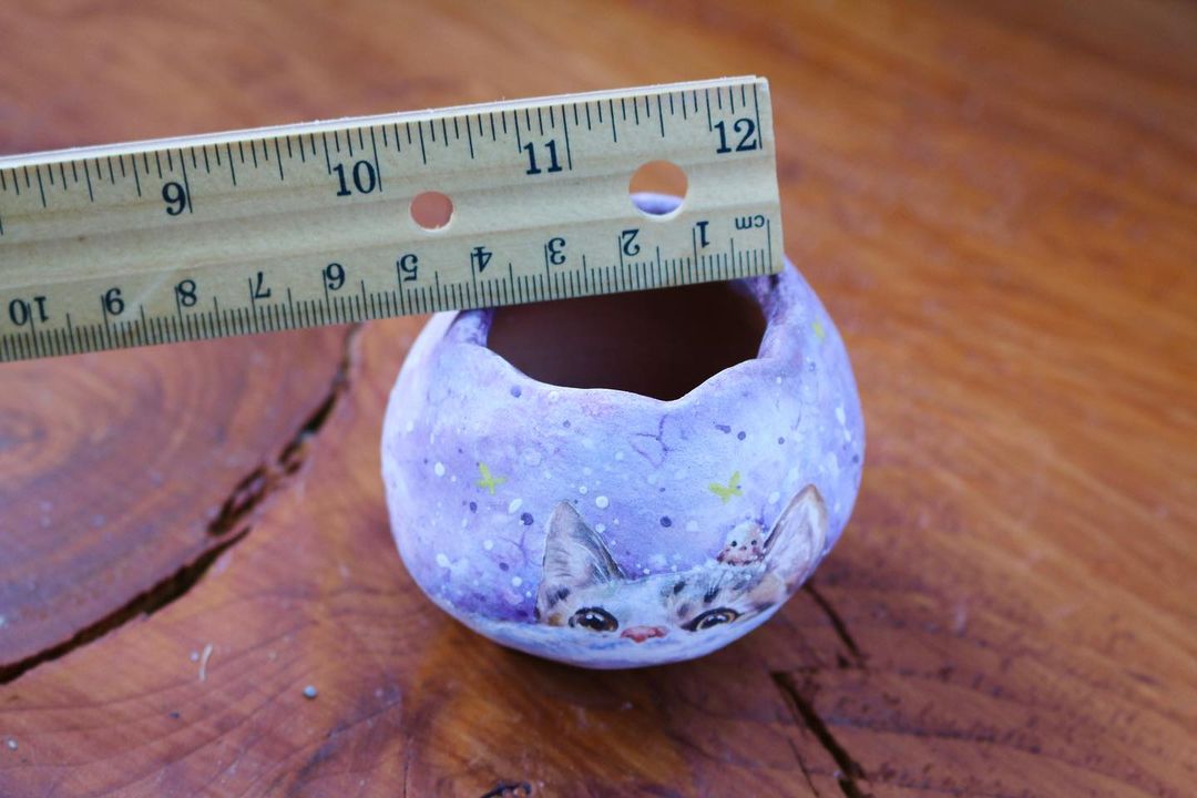 Hand Painted Peek-a-Kitten Planter