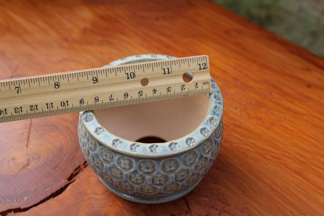 Rustic Blue Clover Pattern Planter