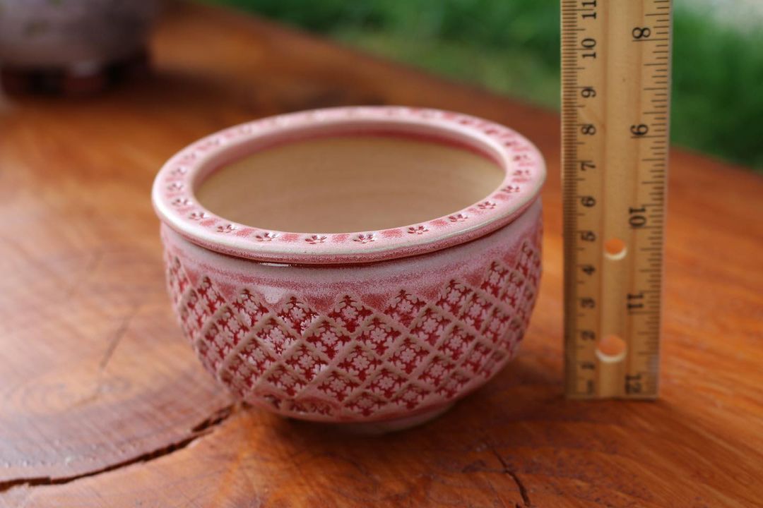 Red Rhombus Flora Pattern Planter