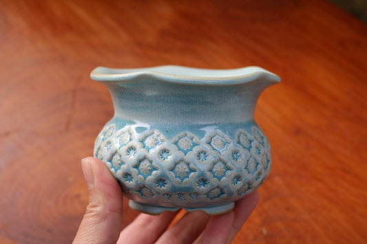 Sky Blue Curved Planter