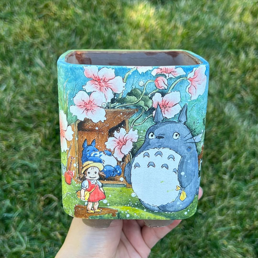 Hand-Painted Totoro’s Sakura Haven Planter