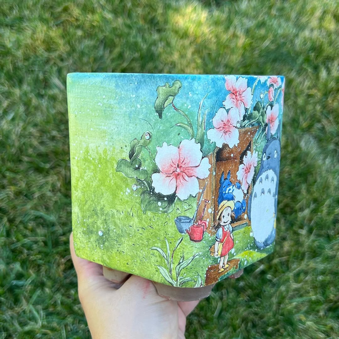 Hand-Painted Totoro’s Sakura Haven Planter