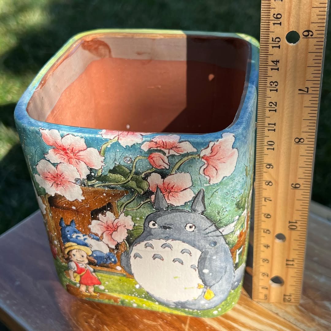 Hand-Painted Totoro’s Sakura Haven Planter