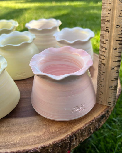 July Classic Matcha Latte Swirl Wavy Rim Flat Bottom Planter