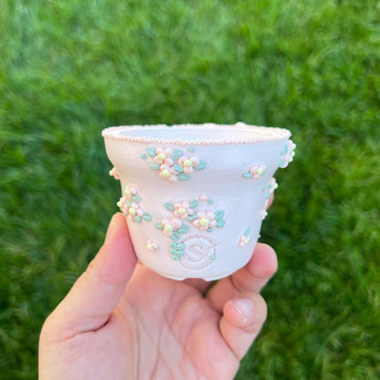 Raised Pastel Flowers and A Pink Bow Planter