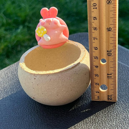 Pink Bunny Beanbag Ducky With Lollipop Planter