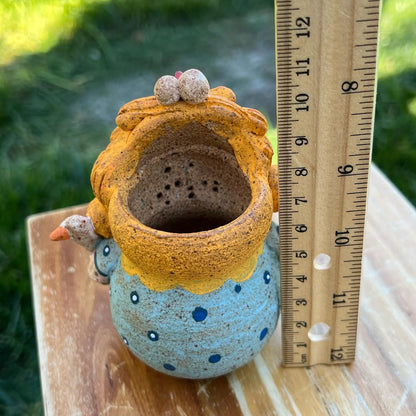 Piggy Boy With Goose Friend Planter