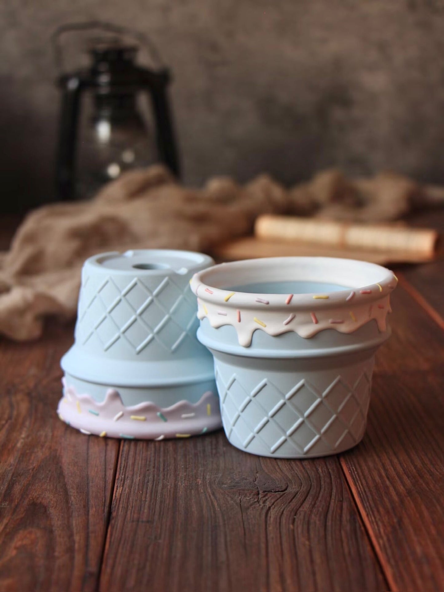 Handmade Ice Cream Cone with Sprinkles succulent planter