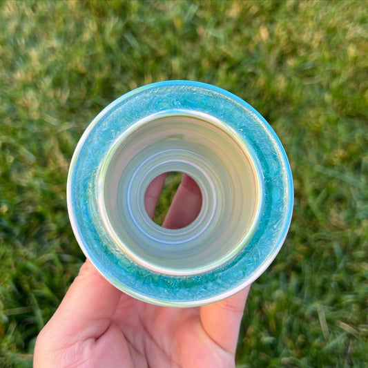 July Glass Art Rainbow Pastel Rim Swirl Planter