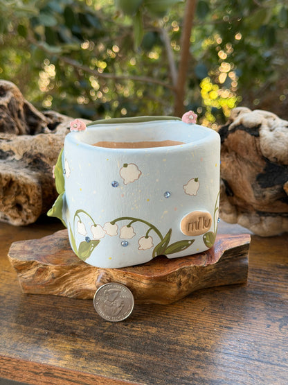 Lily of the valley bunny pot