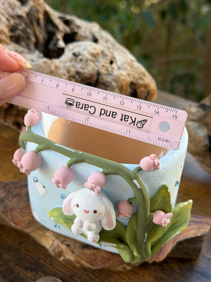 Lily of the valley bunny pot