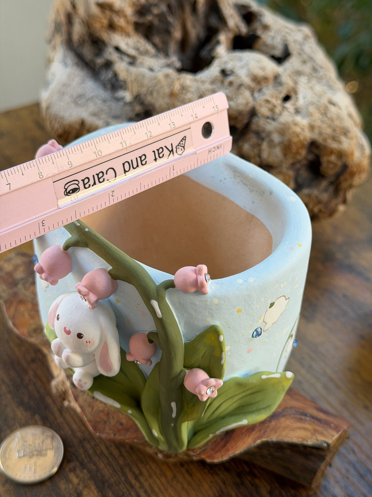 Lily of the valley bunny pot
