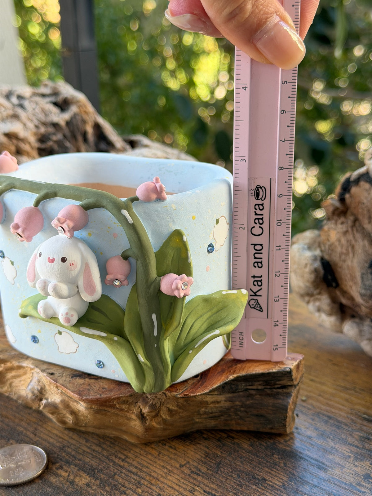 Lily of the valley bunny pot