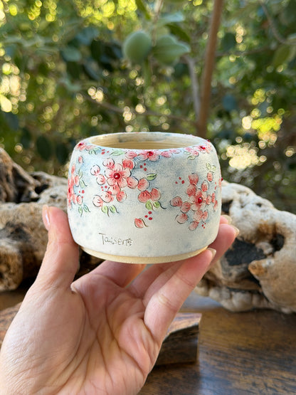 Taos hen Hand Painted Flower pot