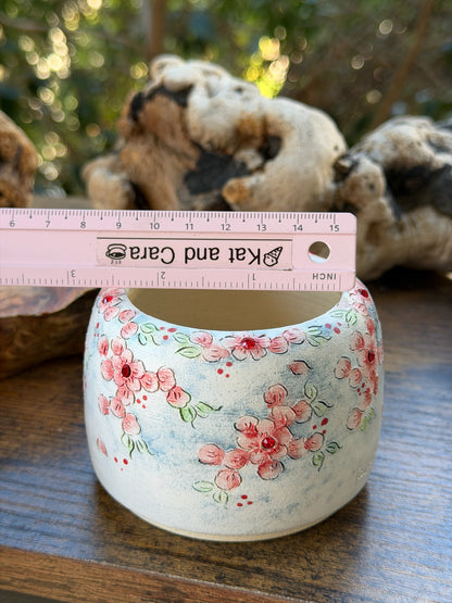 Taos hen Hand Painted Flower pot