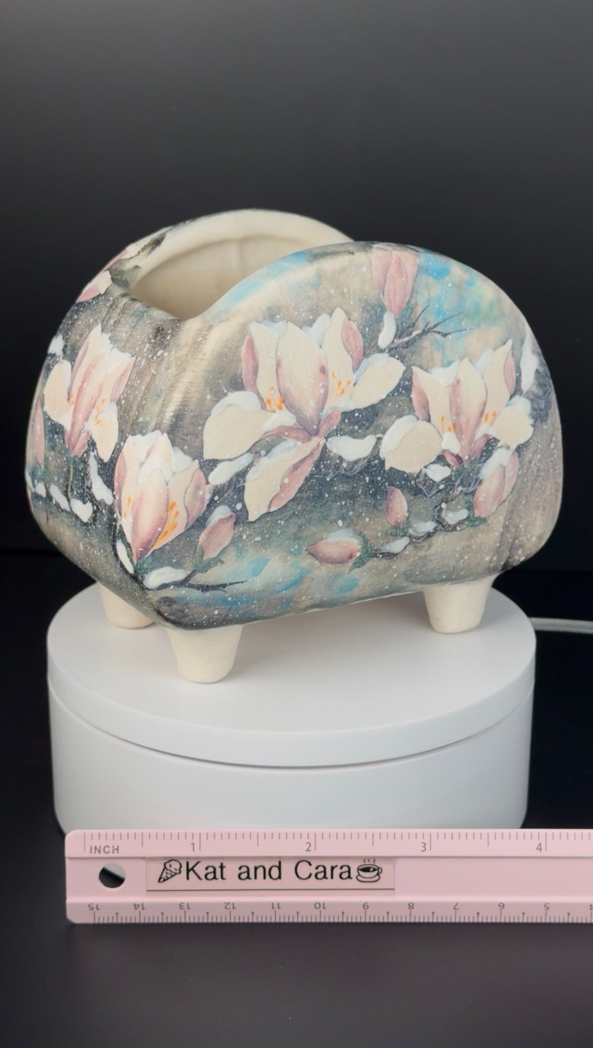 Handpainted Soulangeana Magnolias Saucer flower pot