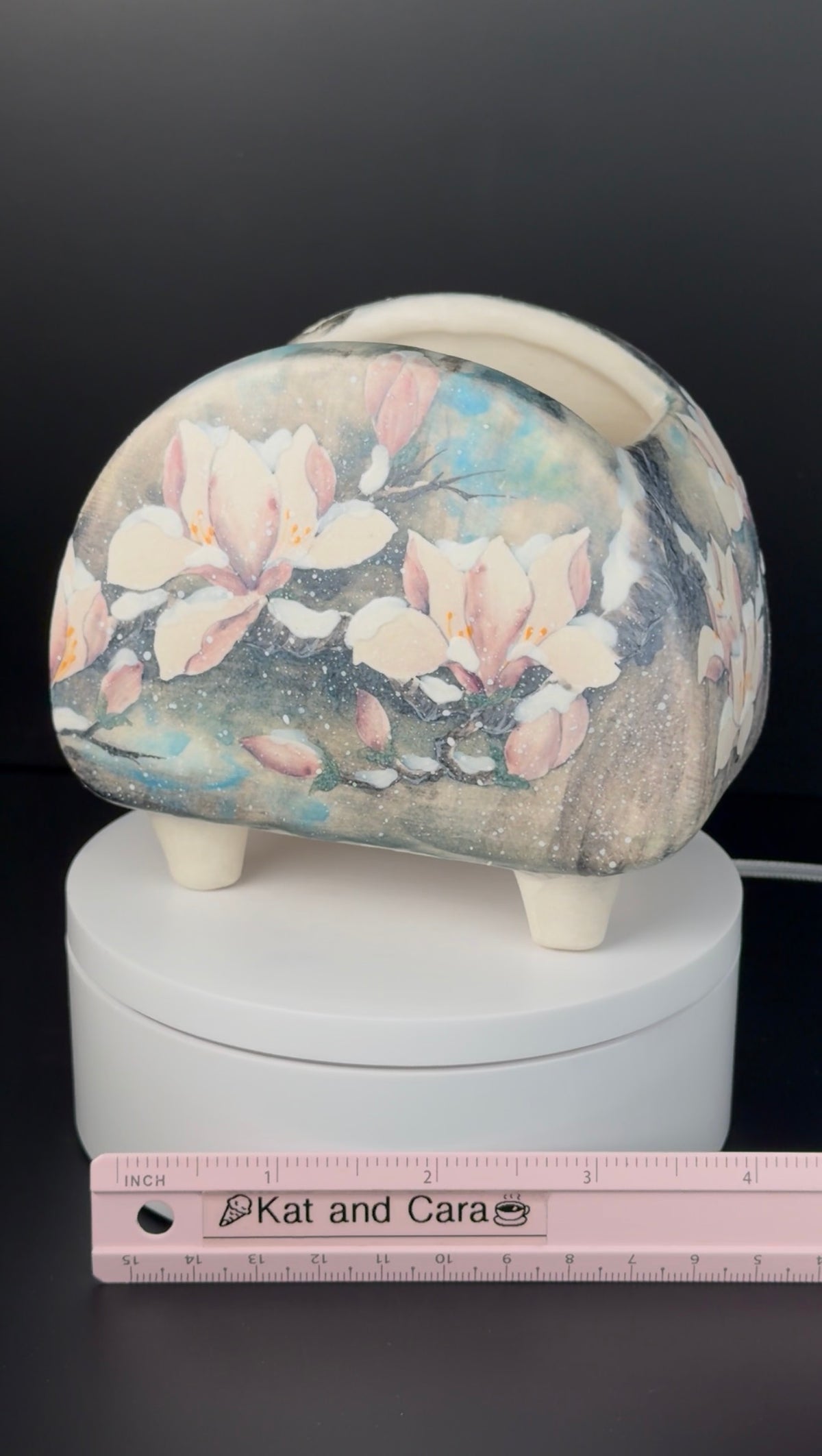 Handpainted Soulangeana Magnolias Saucer flower pot