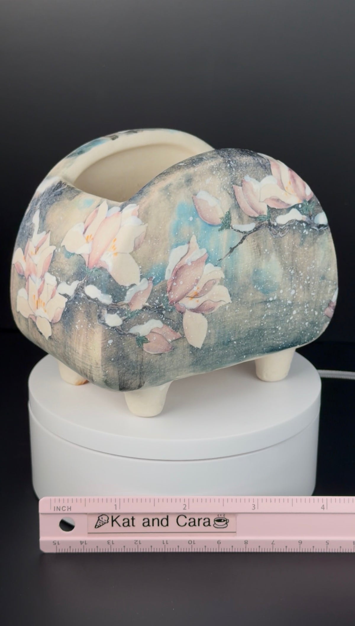 Handpainted Soulangeana Magnolias Saucer flower pot