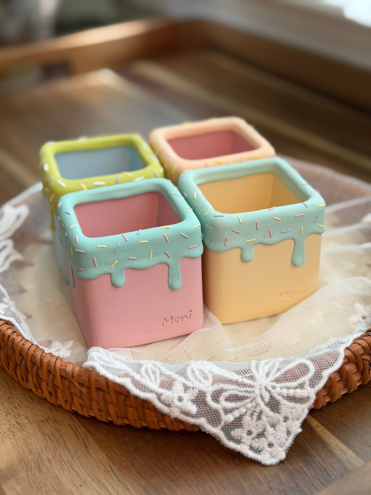 Handmade Ice Cream Cake and Sprinkles succulent planter