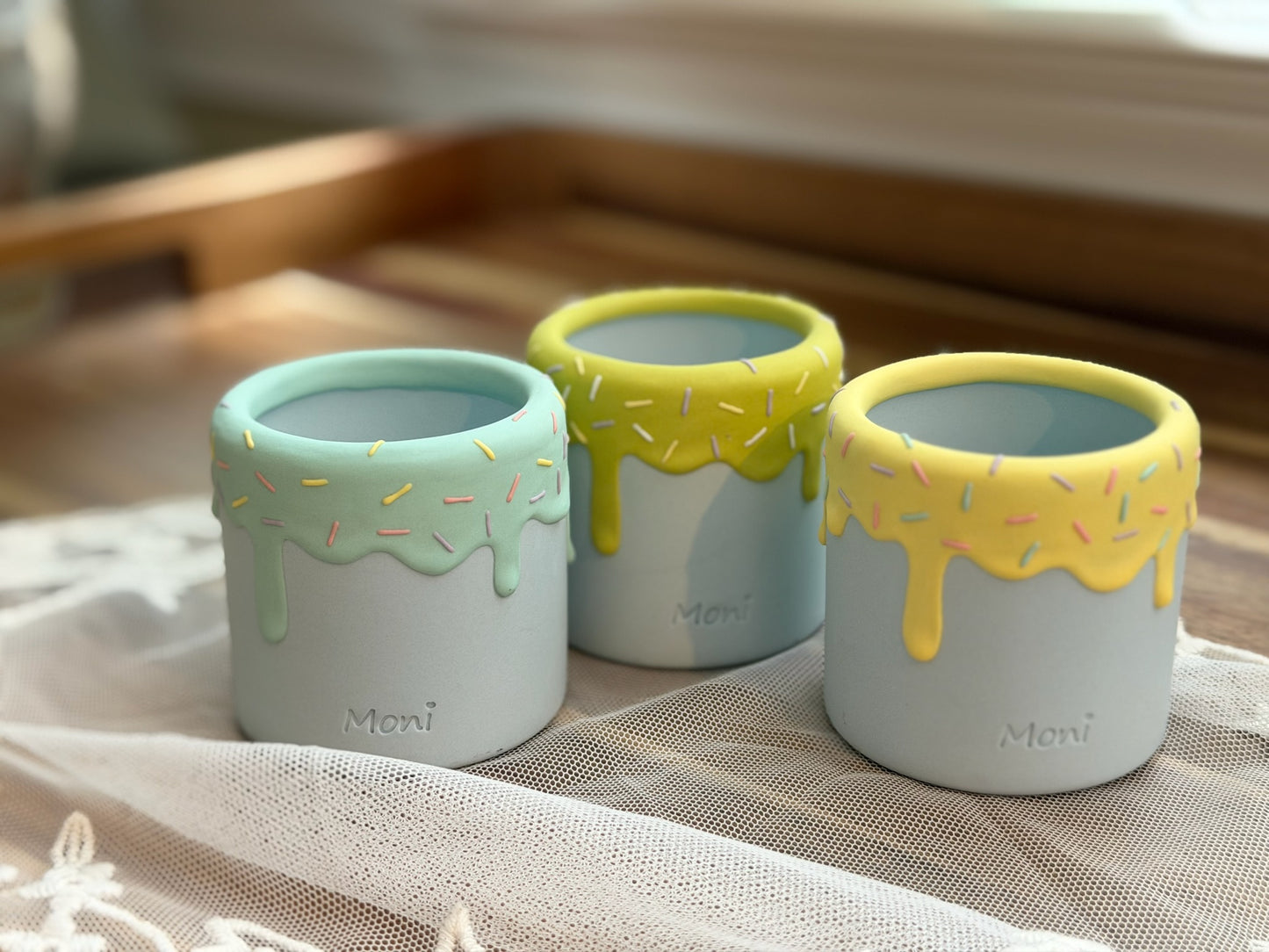 Handmade Ice Cream Cake and Sprinkles succulent planter Round