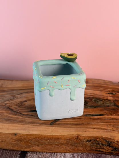 Handmade Ice Cream Cake with Fruits and Sprinkles succulent planter