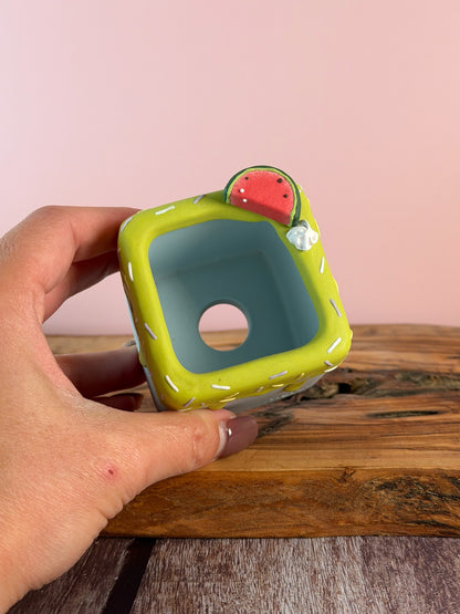 Handmade Ice Cream Cake with Fruits and Sprinkles succulent planter