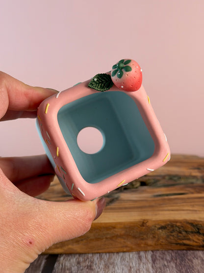 Handmade Ice Cream Cake with Fruits and Sprinkles succulent planter