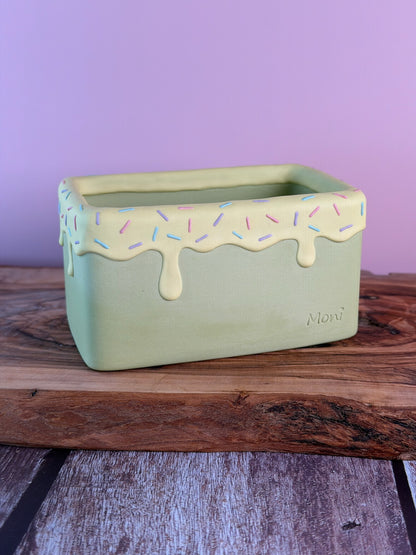 Handmade Ice Cream Cake and Sprinkles succulent planter Rectangular