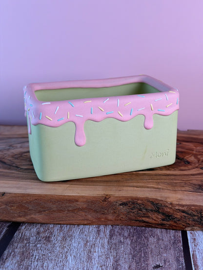 Handmade Ice Cream Cake and Sprinkles succulent planter Rectangular