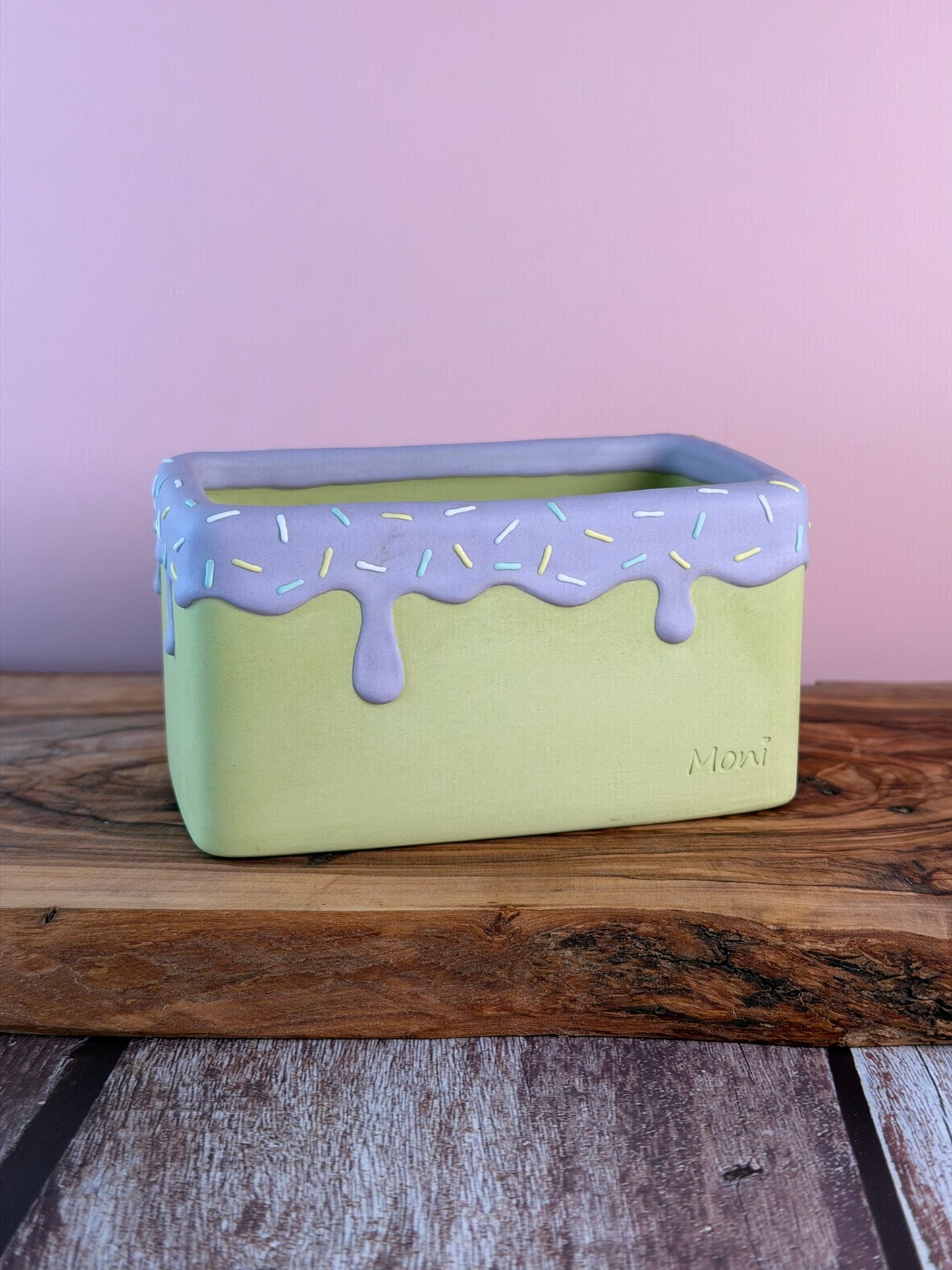 Handmade Ice Cream Cake and Sprinkles succulent planter Rectangular