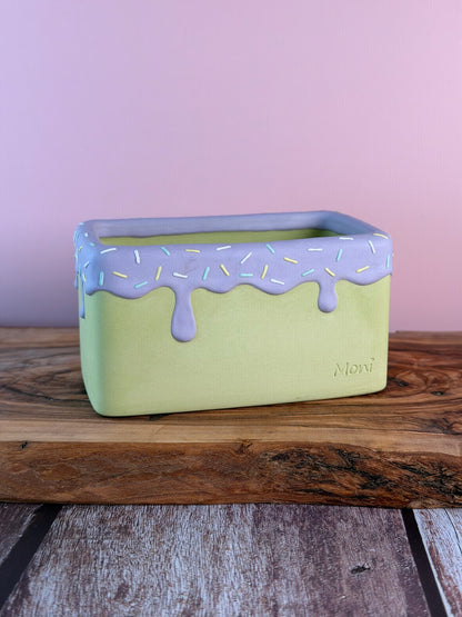 Handmade Ice Cream Cake and Sprinkles succulent planter Rectangular