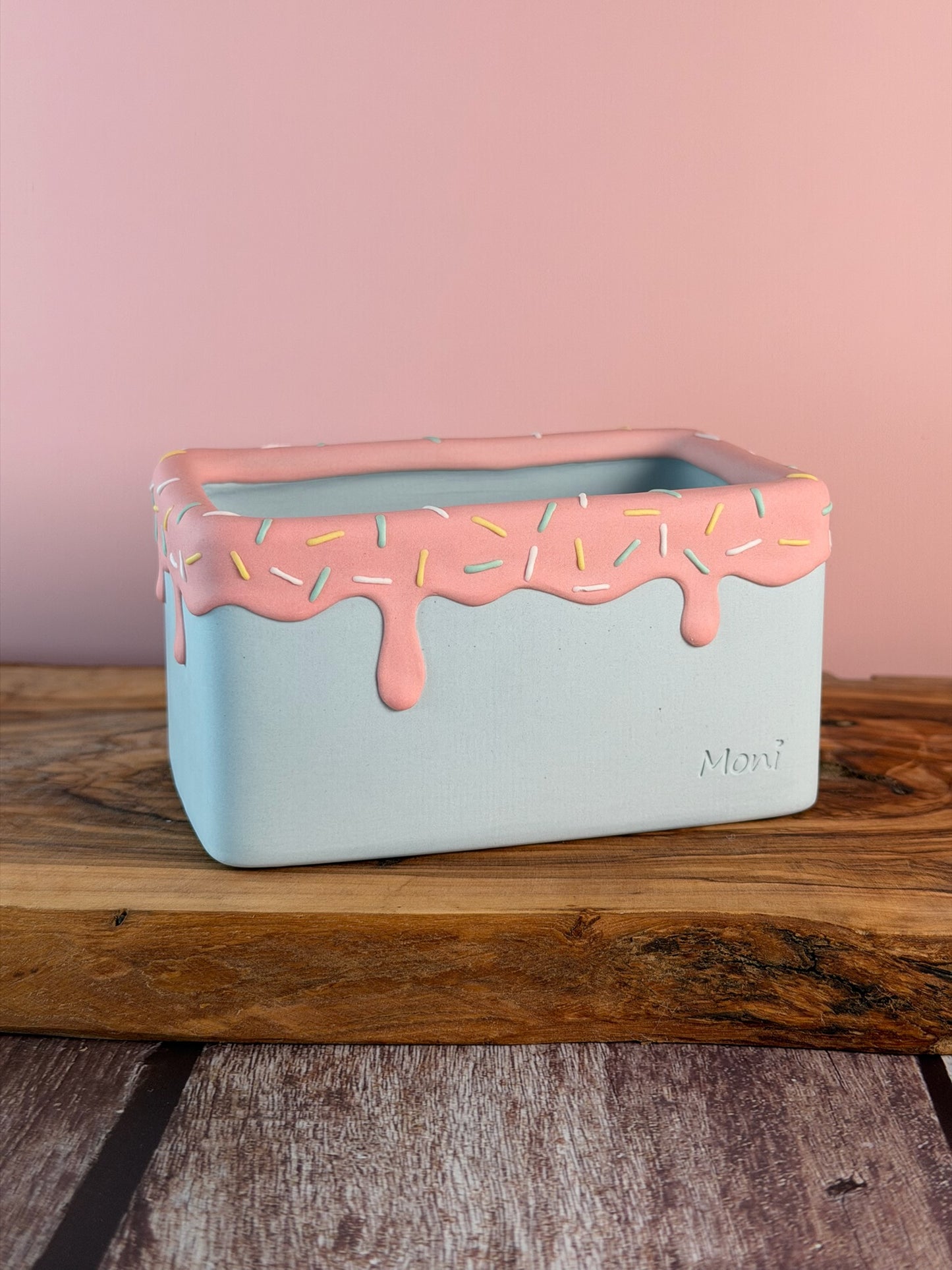 Handmade Ice Cream Cake and Sprinkles succulent planter Rectangular