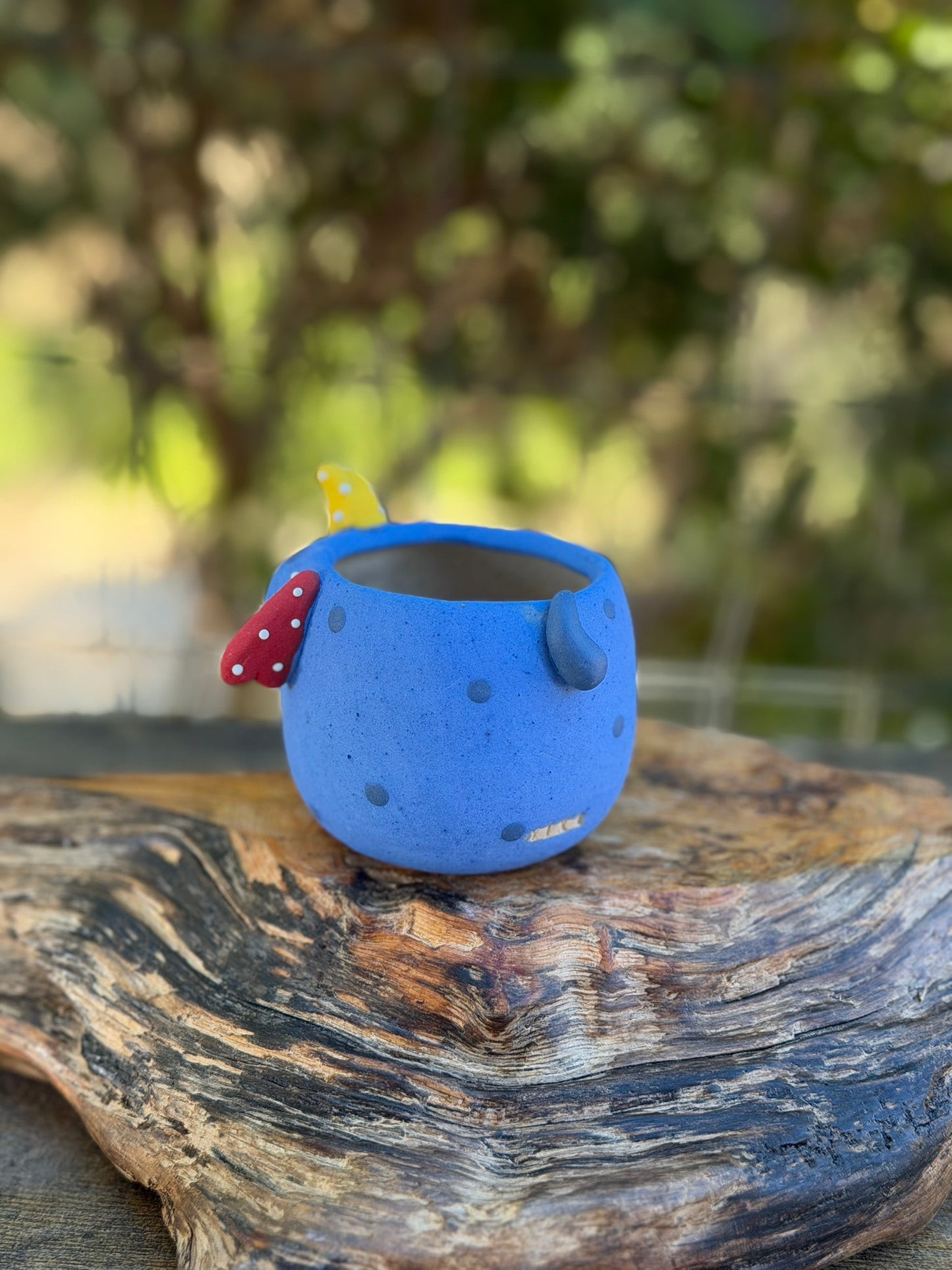 Piggy pot - Blue Poka dot monster (Small)