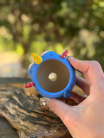 Piggy pot - Blue Poka dot monster (Small)