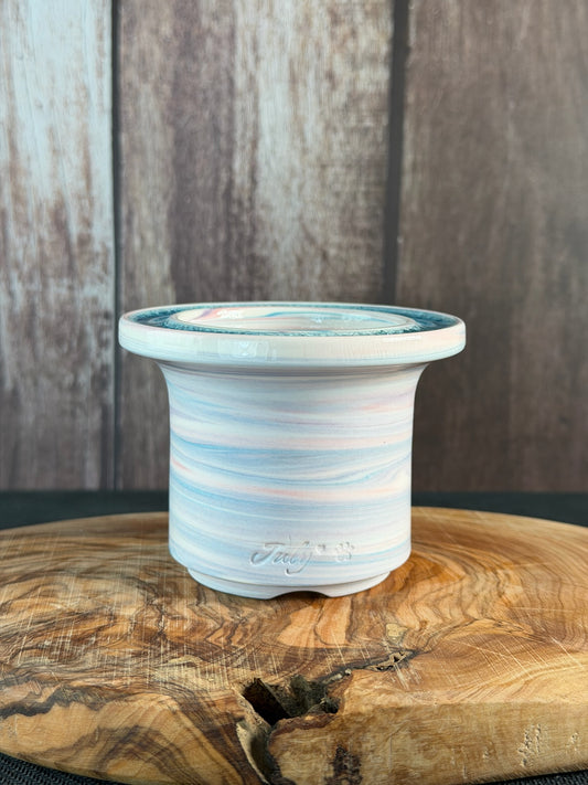 July Glass Art Royal Caribe Blue Planter