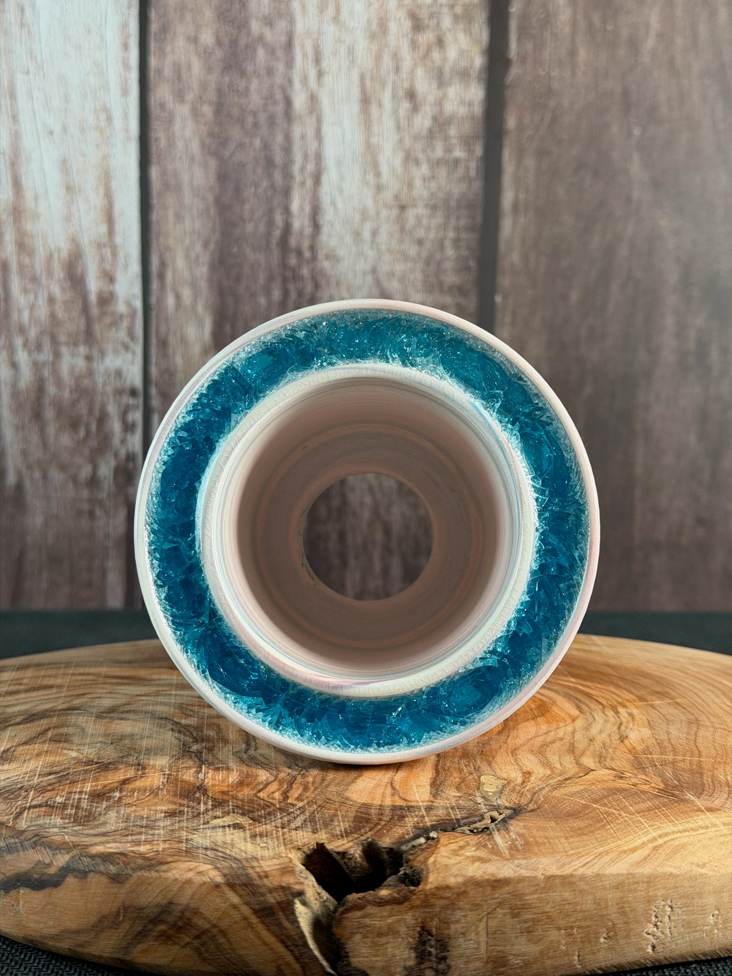 July Glass Art Royal Caribe Blue Planter