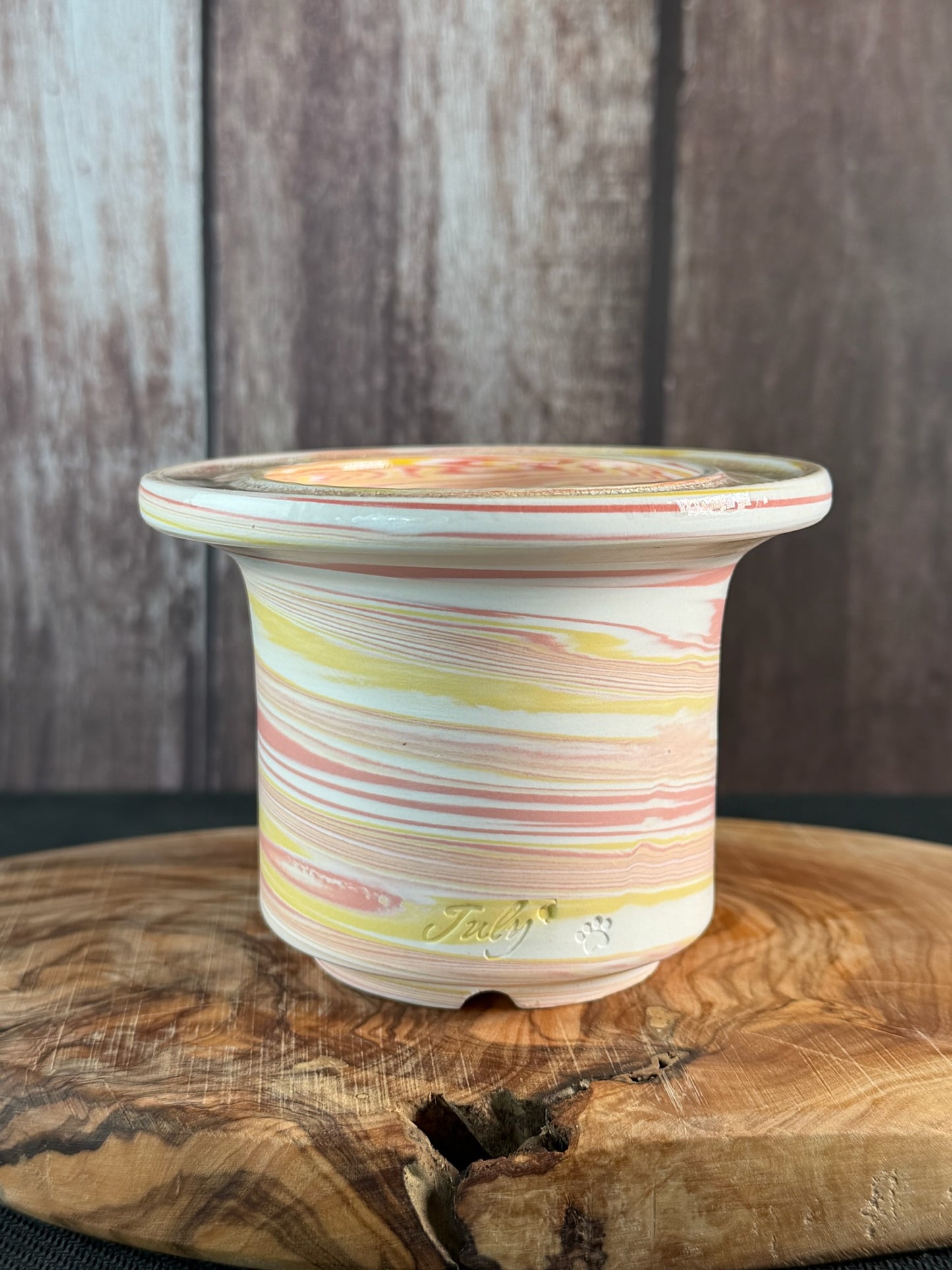 July Glass Art Crunchberry Lemon Planter