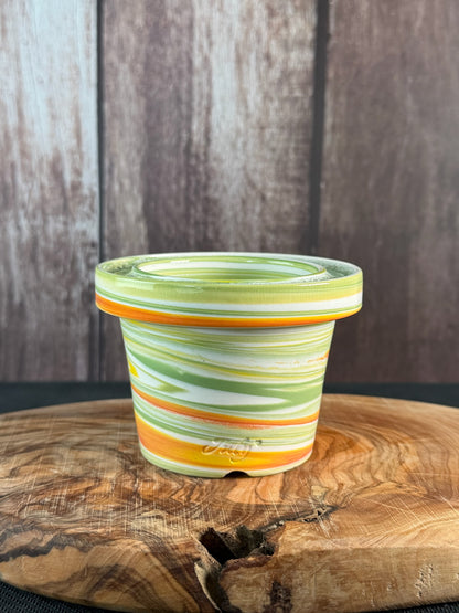 July Glass Art Pistachio Green Swirl Planter