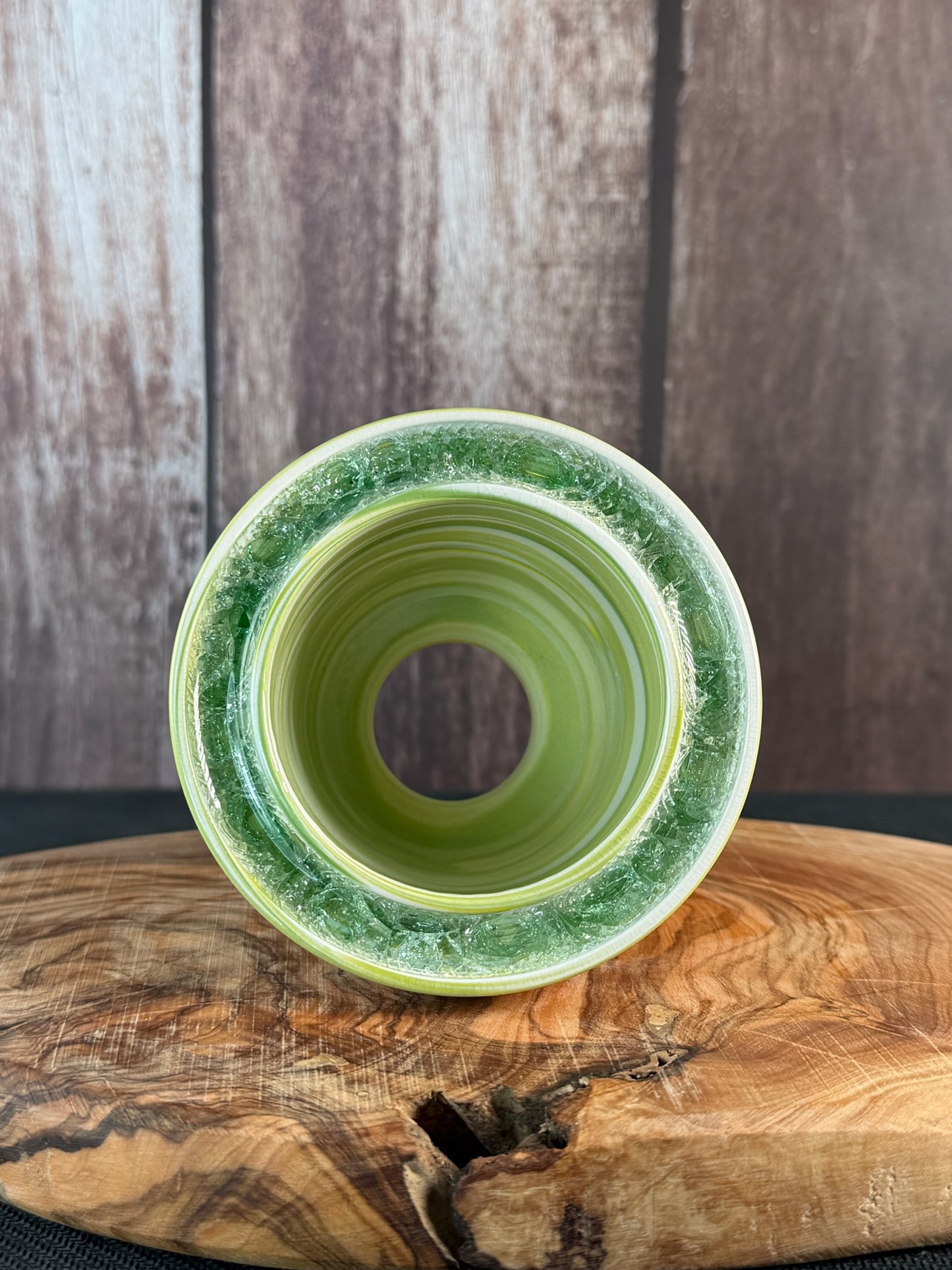 July Glass Art Pistachio Green Swirl Planter