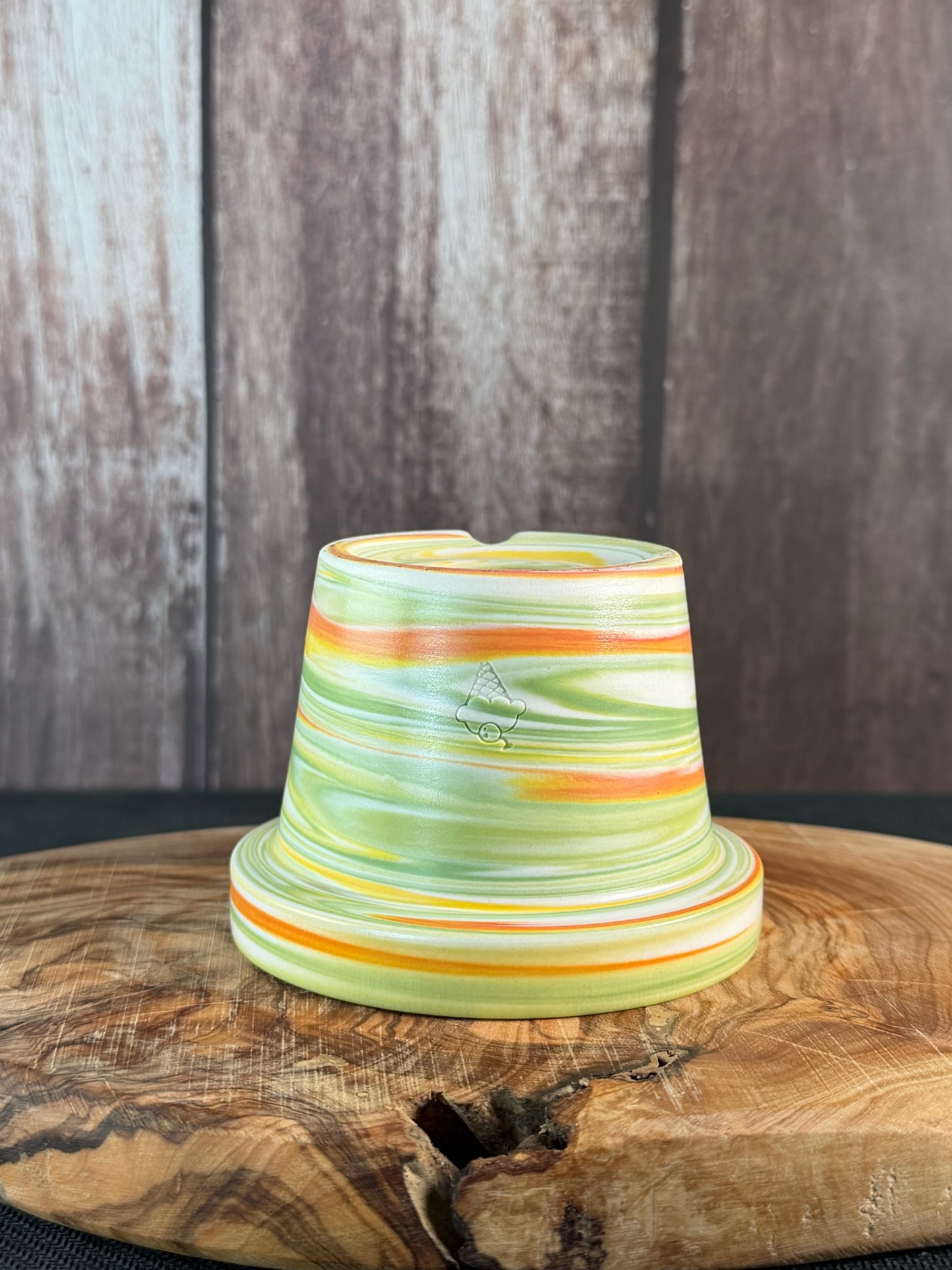 July Glass Art Pistachio Green Swirl Planter