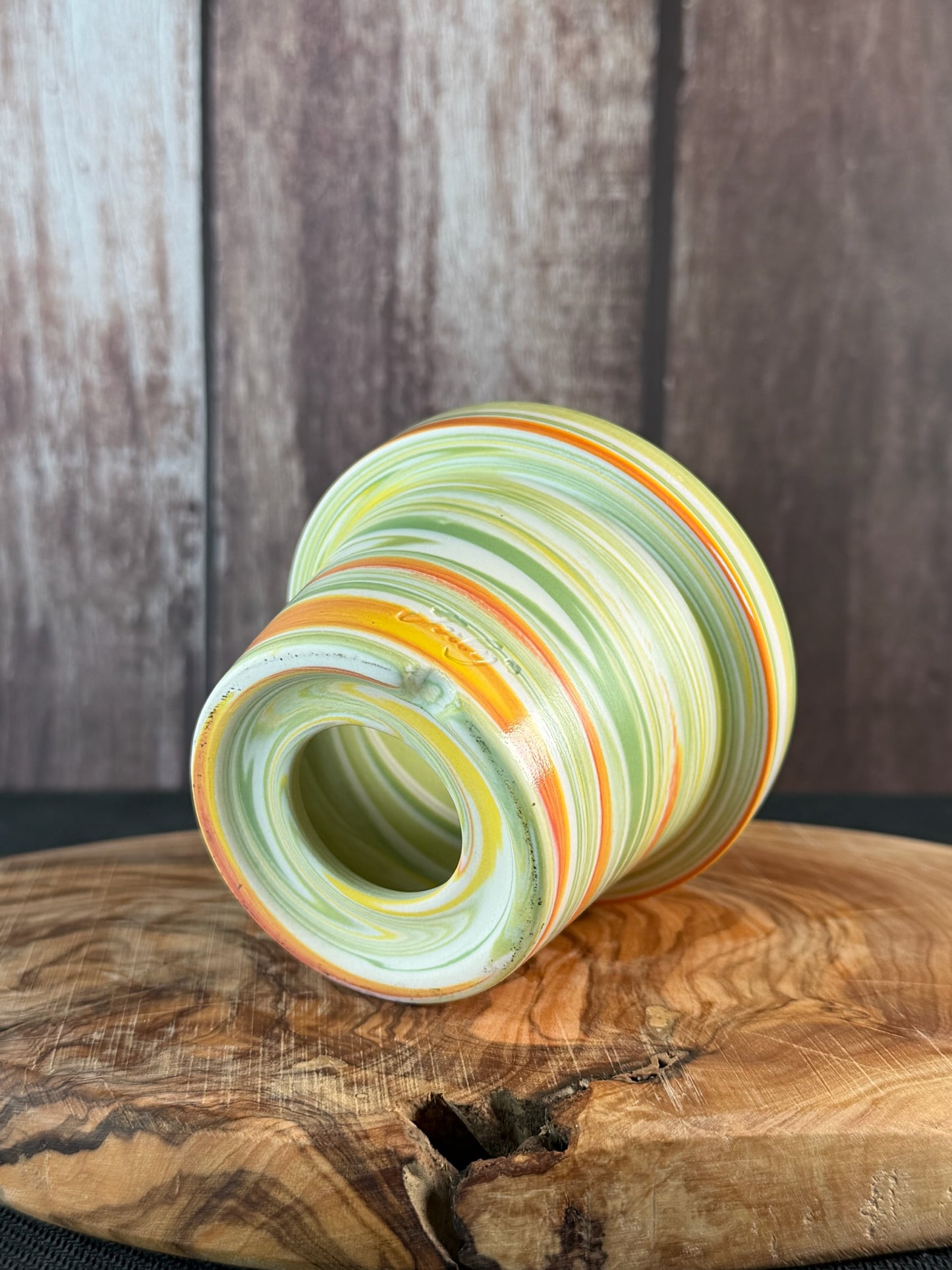 July Glass Art Pistachio Green Swirl Planter