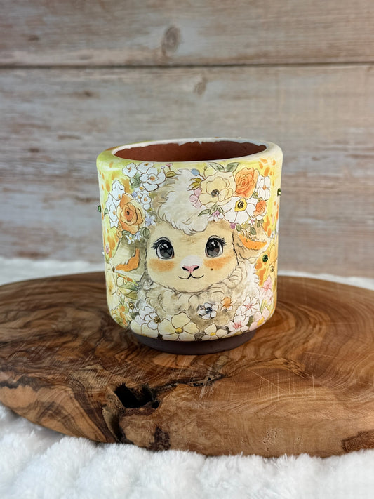 Hand painted Sheep in a Flower Meadow